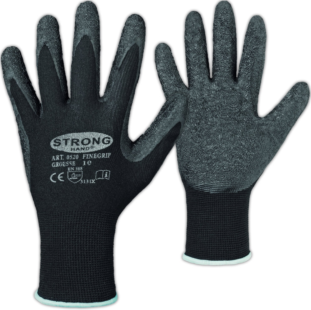 Stronghand 0520 Finegrip Nylon protective gloves, latex coating 6-12