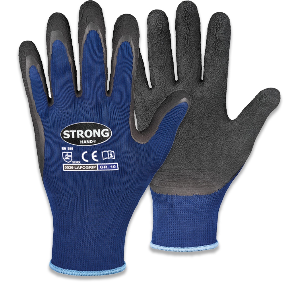 Stronghand 0526 Latex-Coated Safety Gloves water repellant 8-11