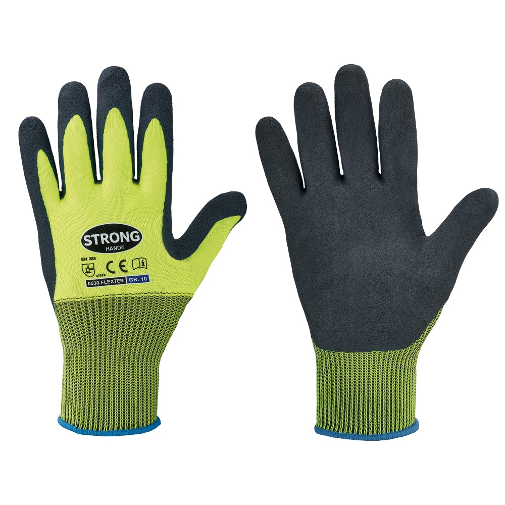 Stronghand 0530 FLEXTER Hi vis Latex-coated Safety Work Gloves 7-11