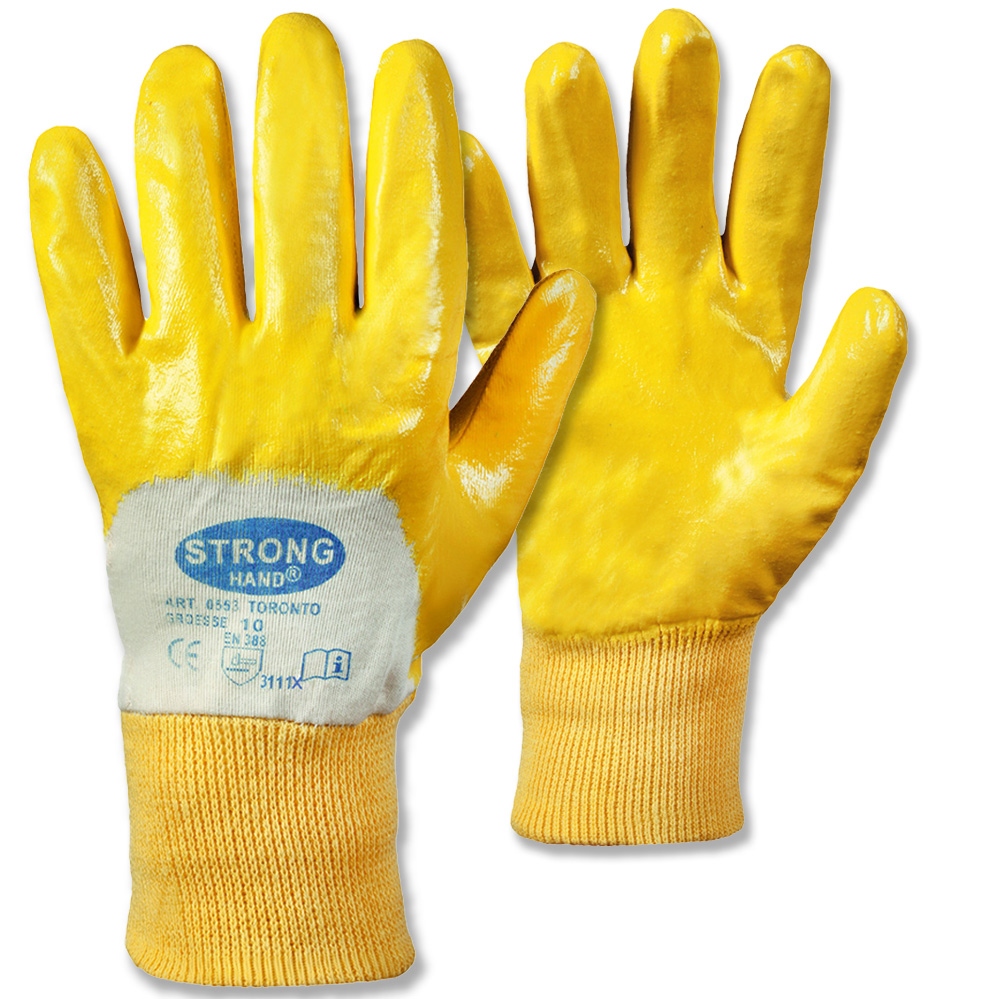 Stronghand 0553 TORONTO 3/4 Nitrile-coated Safety Gloves yellow 7-11