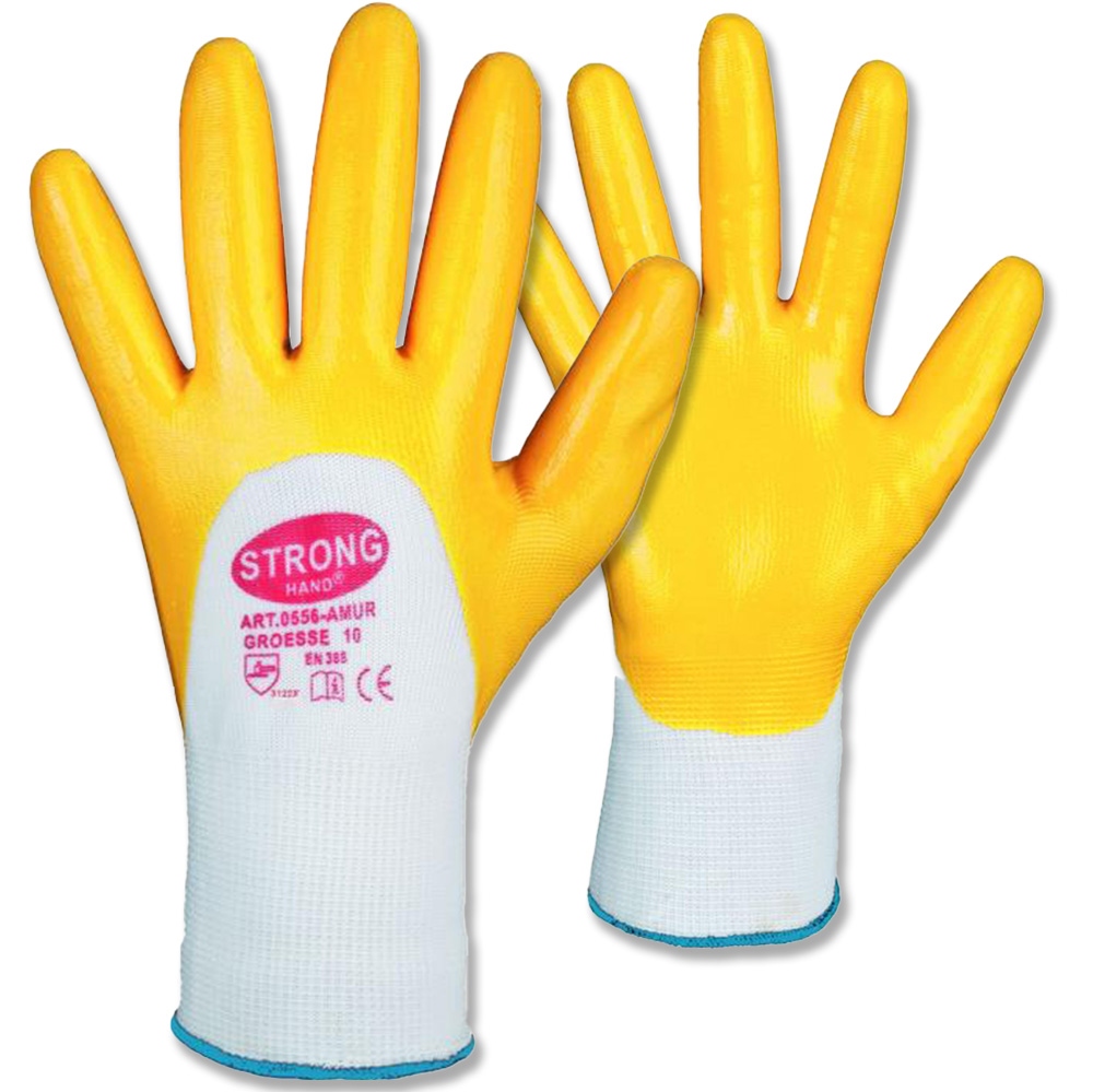 Stronghand 0556 AMUR 3/4 Nitrile-coated Safety Gloves yellow 8-11