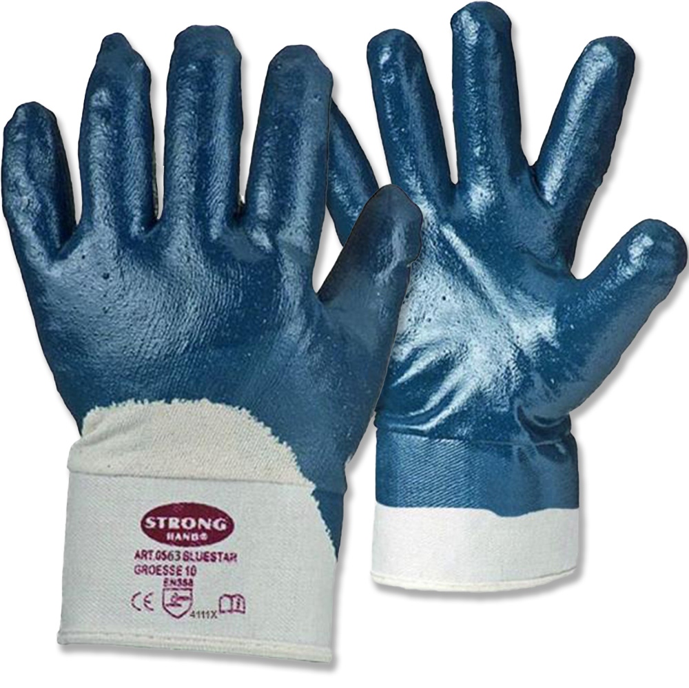 Stronghand 0563 BLUESTAR 3/4 Nitrile-coated Safety Gloves blue 9-11