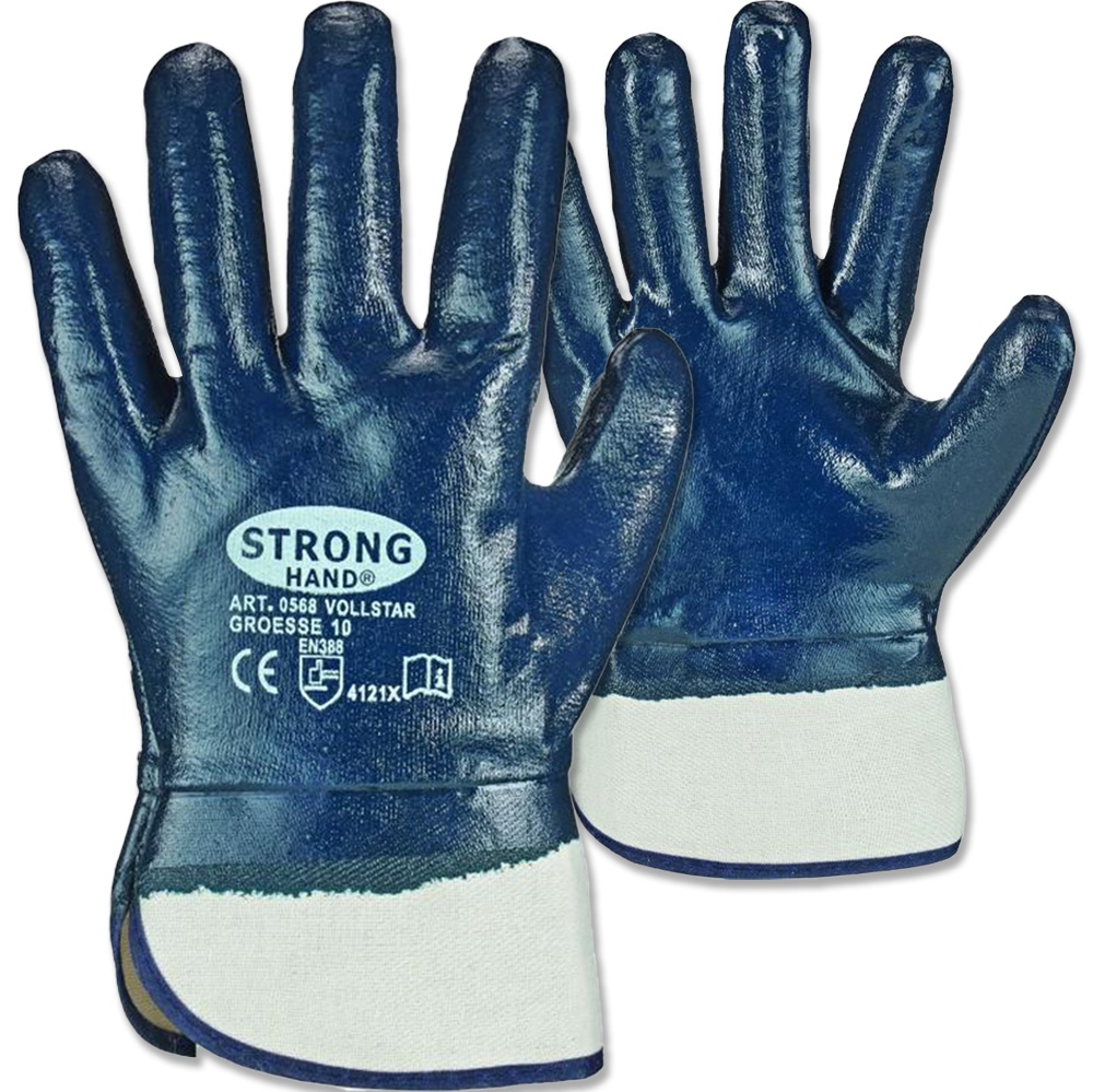Stronghand 0568 VOLLSTAR Fully coated Nitrile Safety Gloves blue 10-11