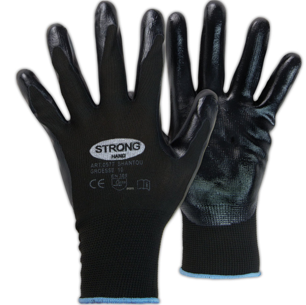 Stronghand 0577 Nitrile-coated Safety Gloves oil resistant black 6-11
