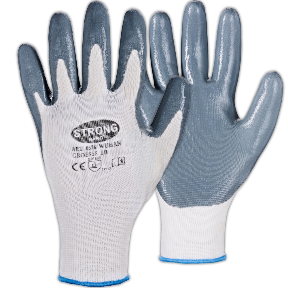 Stronghand 0578 Nitrile-coated Safety Gloves oil resistant white 7-10