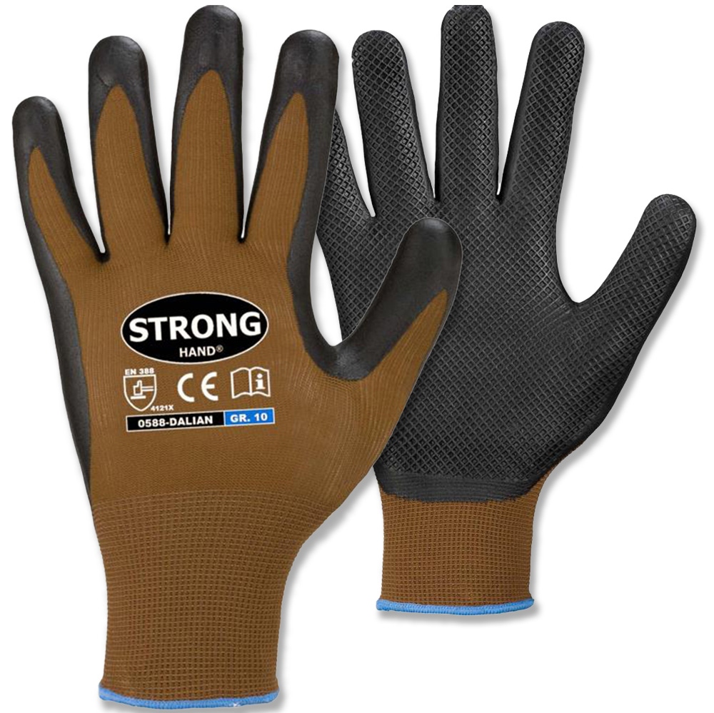Stronghand 0588 DALIAN Nitrile-coated Dotted Nylon Safety Gloves 7-11