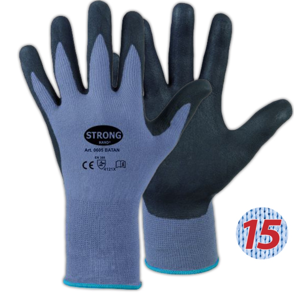 Stronghand 0605 BATAN Nitrile-Coated Assembly Gloves breathable 7-11