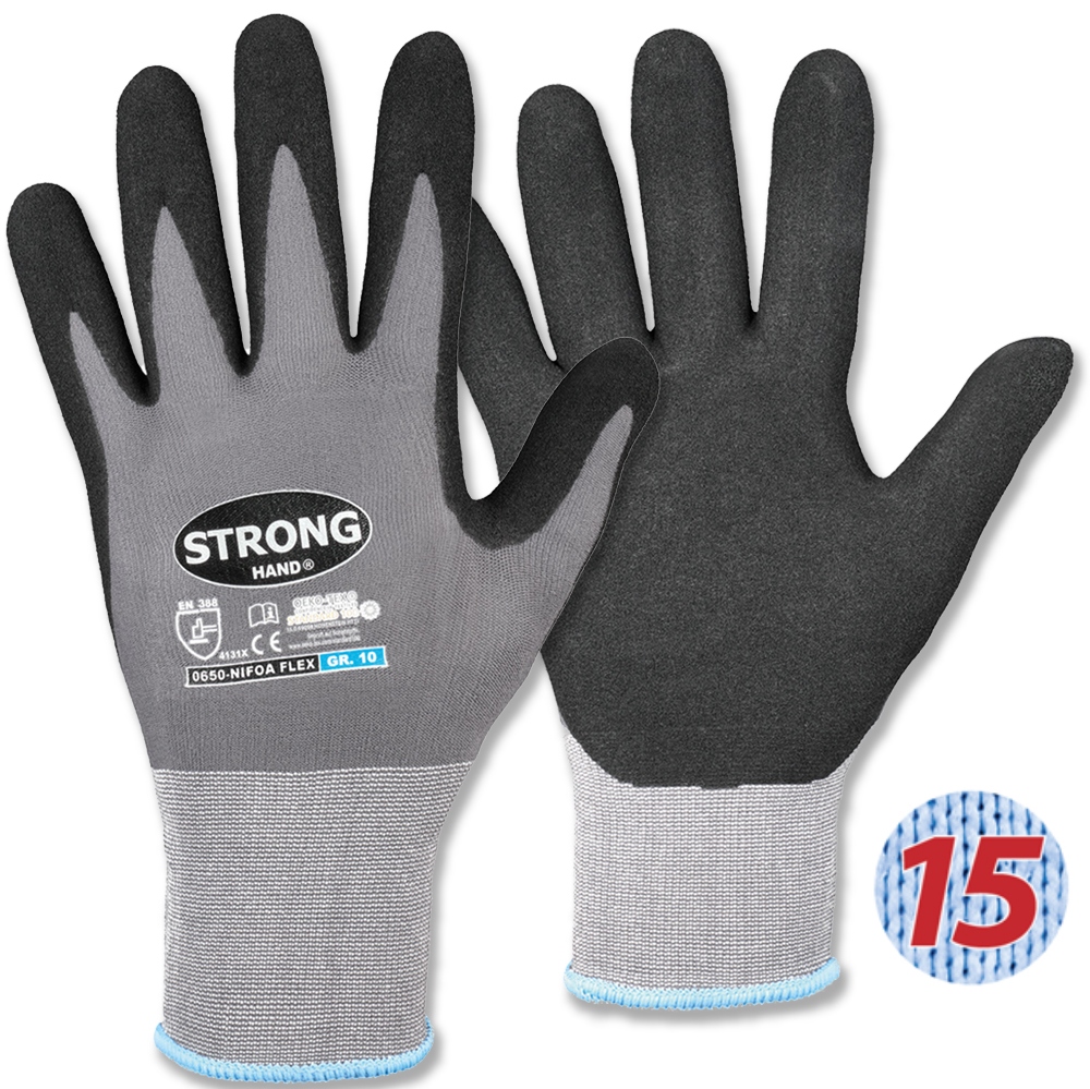 Stronghand 0650 NIFOA FLEX Nitrile-coated Safety Work Gloves 6-11