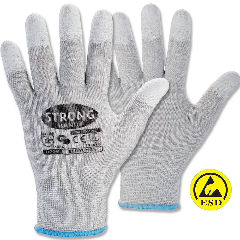 Stronghand 0708 Yumen ESD Touchscreen assembly gloves Nylon/PU gray