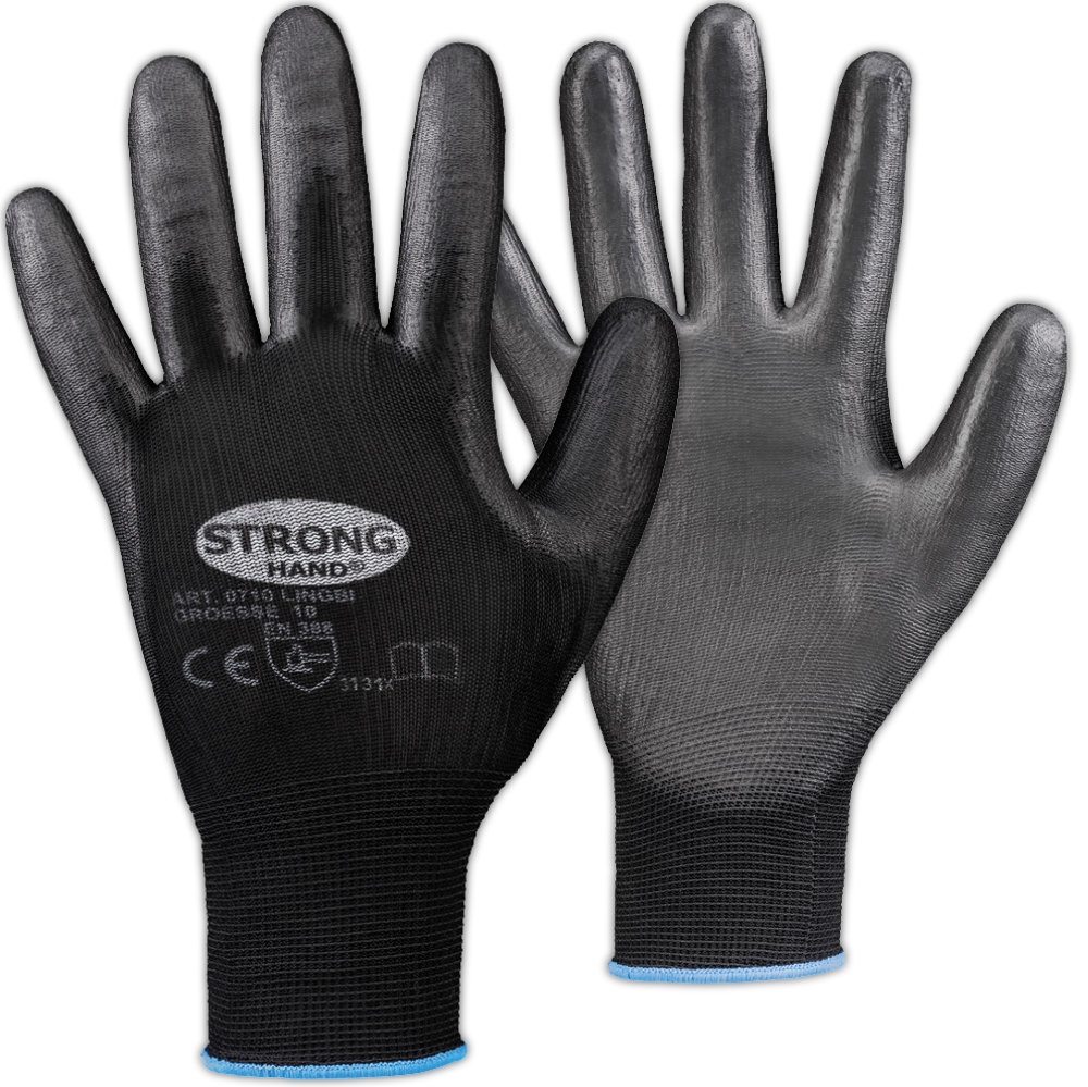 Stronghand 0710 Lingbi PU-coated Assembly Work Gloves black 6-11