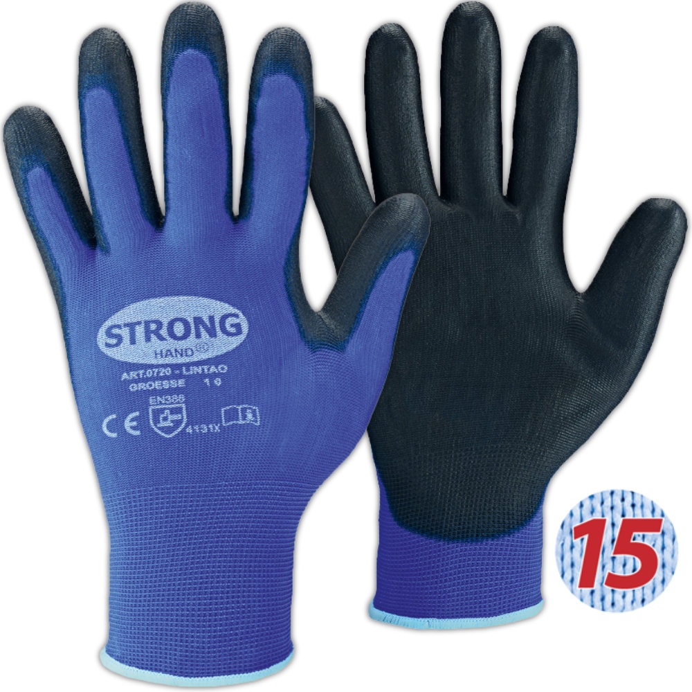 Stronghand 0720 LINTAO PU-coated Safety Work Gloves lightweight 6-11
