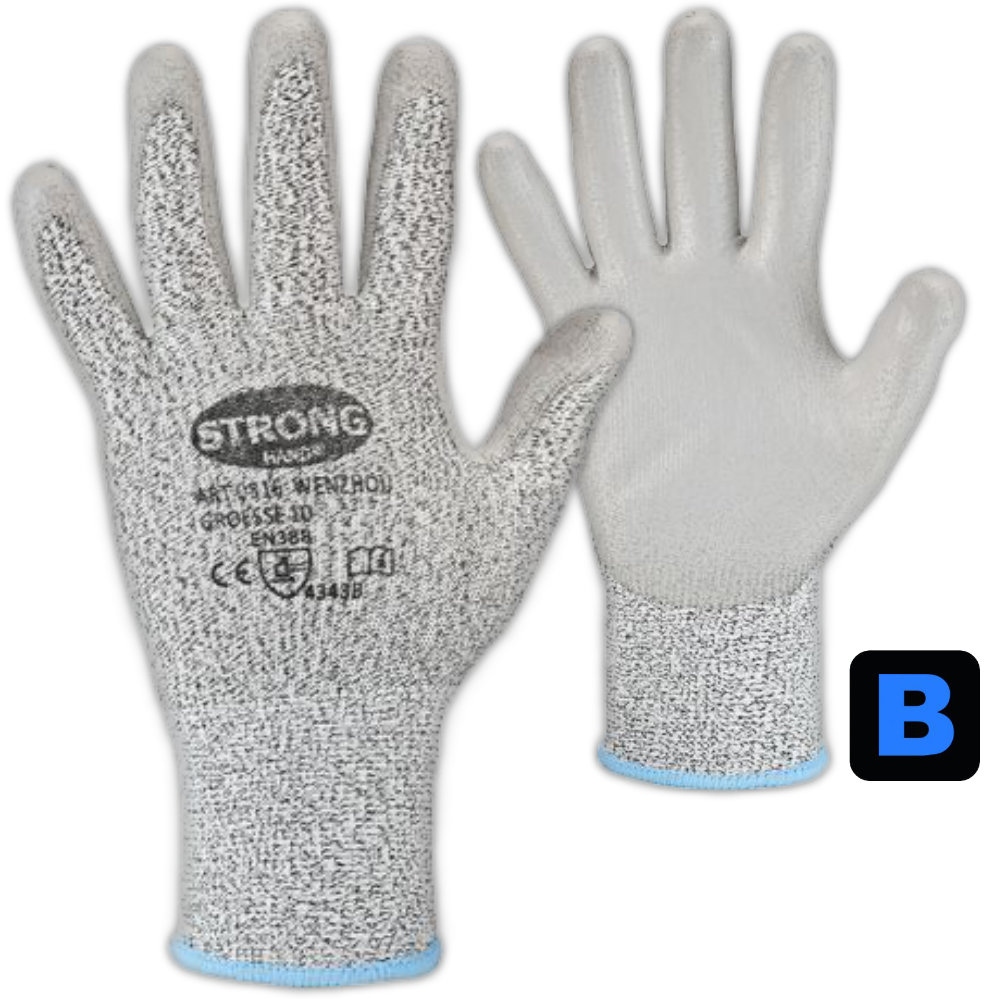 Stronghand 0816 WENZHOU PU-coated Cut Resistant Gloves, seamless
