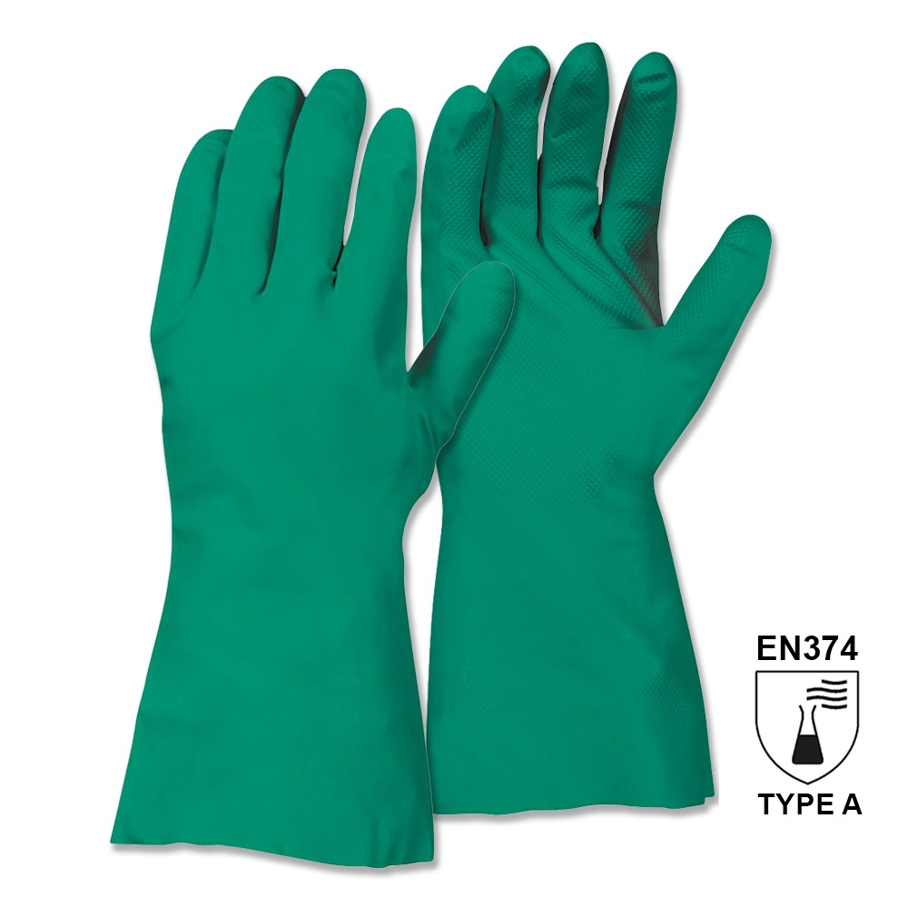Surf 0458 Nitrile chemical safety gloves green  EN 388 / EN 374 Cat. 3