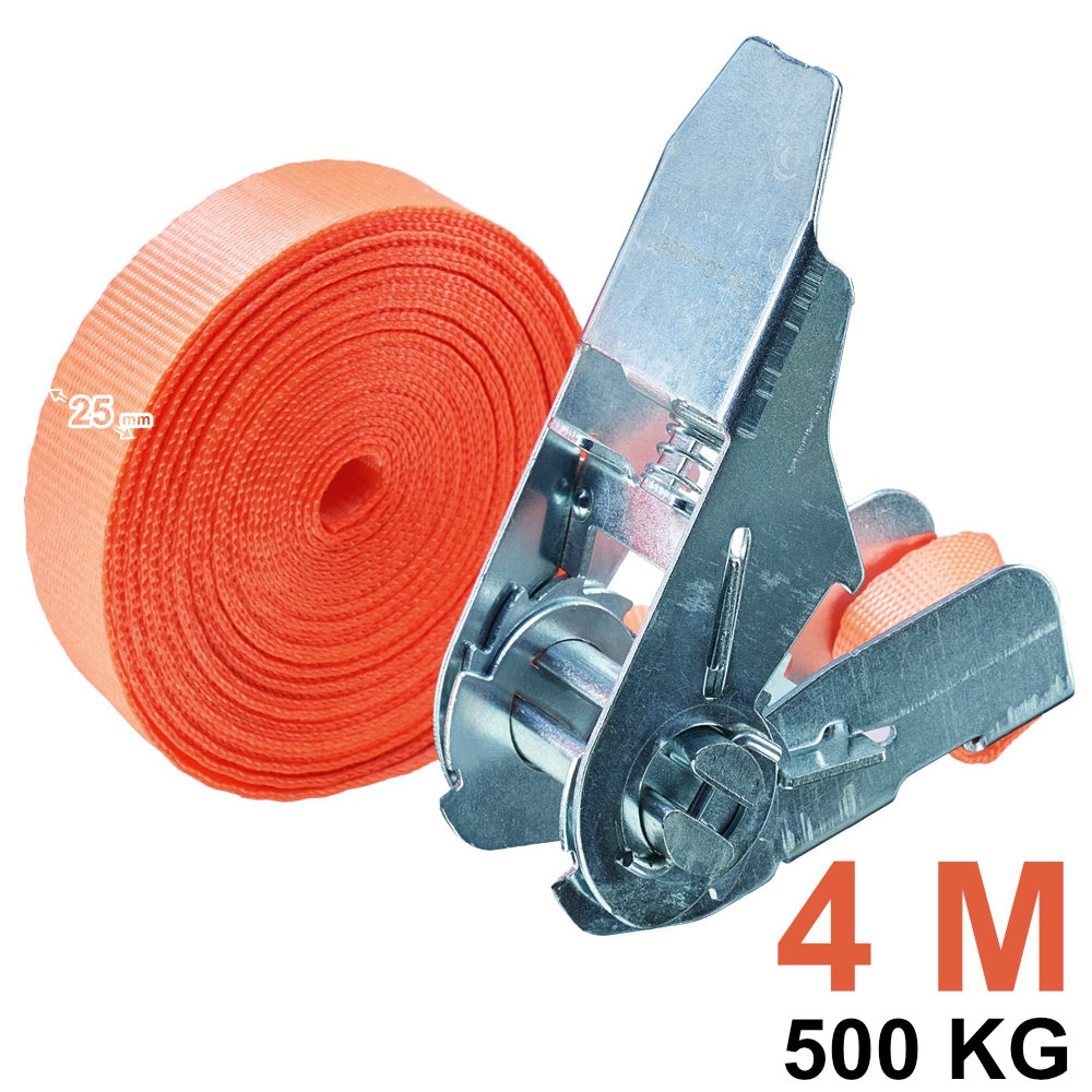 Tector 84502/4M Ratchet Tie Down Strap 500kg, 25mm x 4m