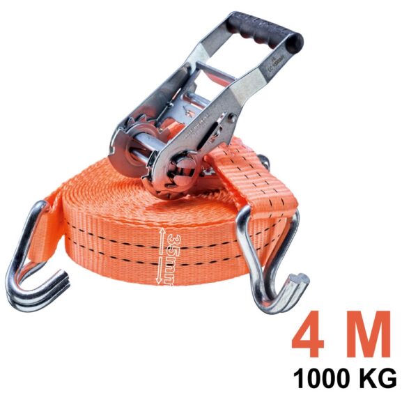 Tector 84508 Ratchet Tie Down Strap with Double J Hook 250kg, 35mm, 4m