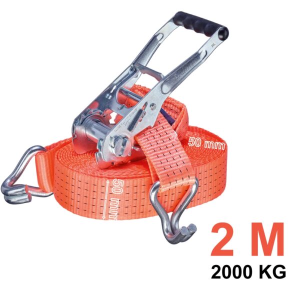 Tector 84510 Ratchet Tie Down Strap with Double J Hook 2000kg, 50mm,2m