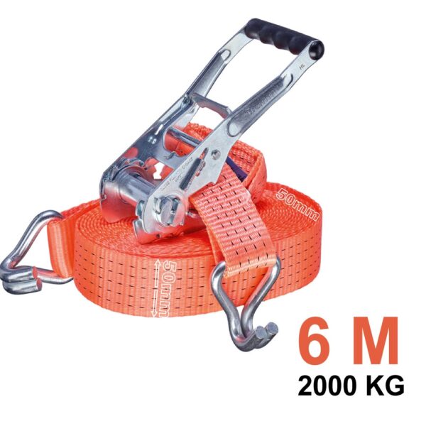 Tector 84510 Ratchet Tie Down Strap with Double J Hook 2000kg, 50mm,6m