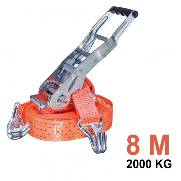 Tector 84512 Ratchet Tie Down Strap with Double J Hook 2000kg, 50mm,8m