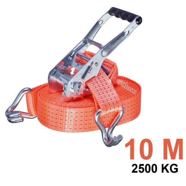 Tector 84514 Ratchet Tie Down Strap with Double J Hook 50mm x 10m