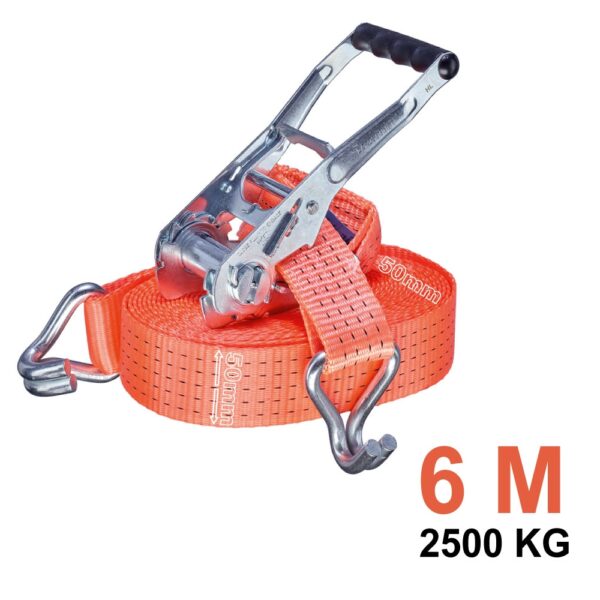 Tector 84514 Ratchet Tie Down Strap with Double J Hook 50mm x 6m