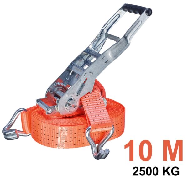 Tector 84516 Ratchet Tie Down Strap with Double J Hook 50mm x 10m