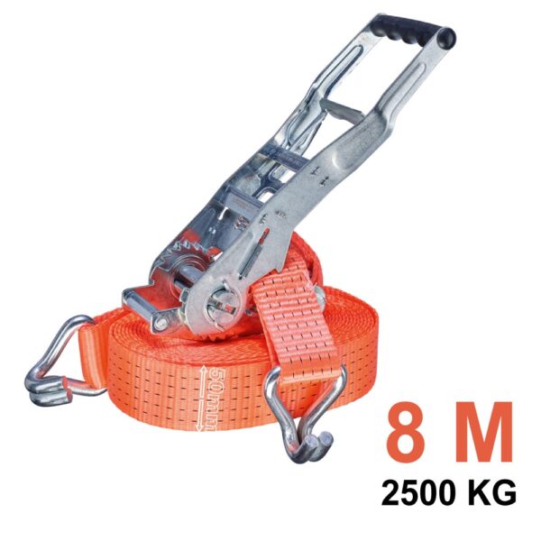 Tector 84516 Ratchet Tie Down Strap with Double J Hook 50mm x 8m