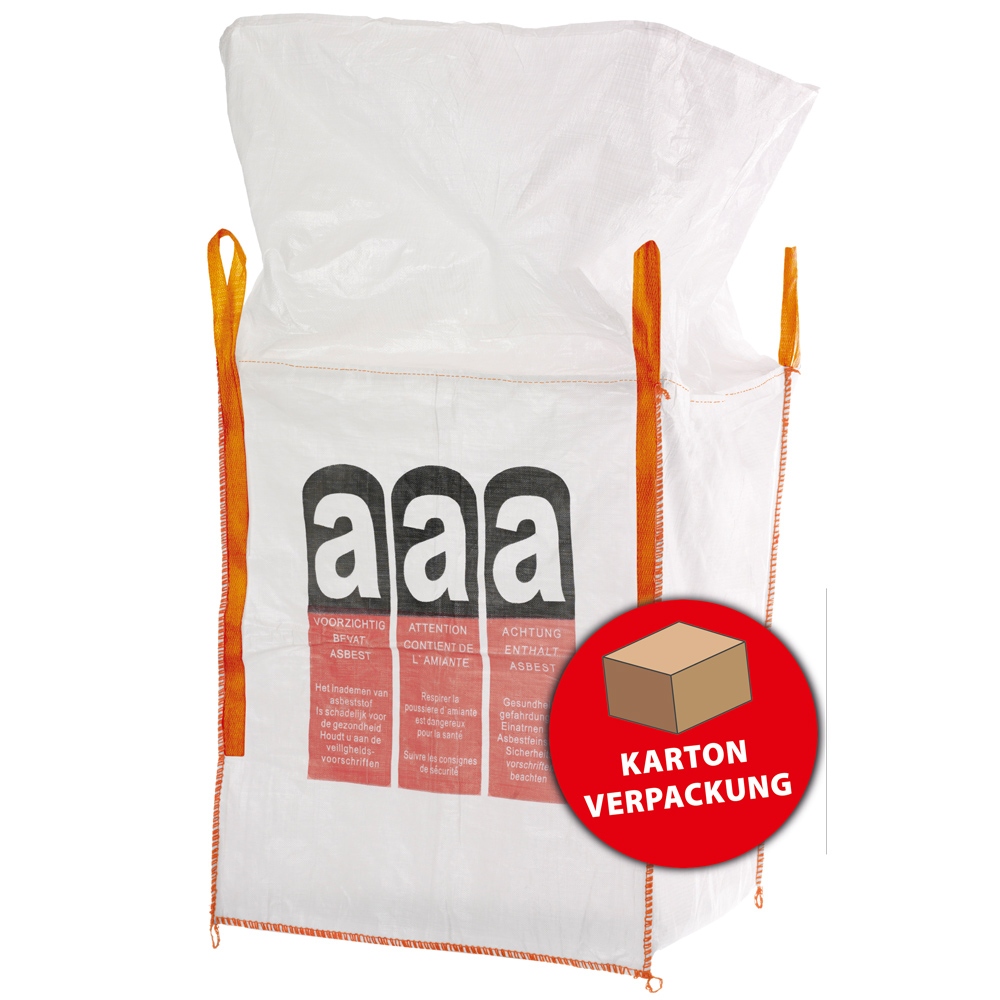 FIBC Bulk Bag Duffle top asbestos 1 ton, 90x90x110 cm Big Bag 8474-10