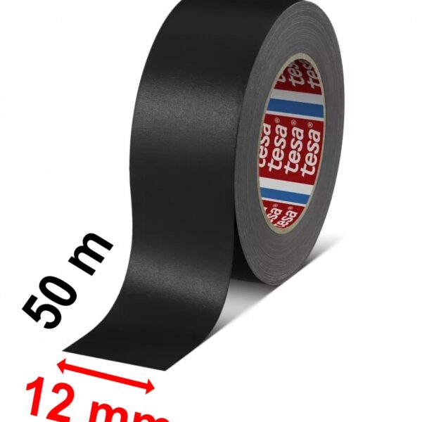 Tesaband 4651 Black Premium cloth tape 12mm x 50m