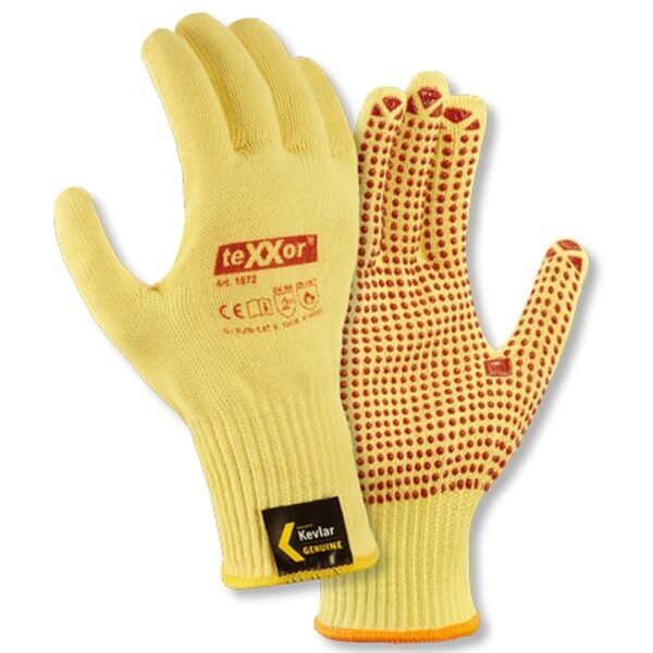 Texxor 1972 Kevlar cut resistant protective gloves with PVC knobs