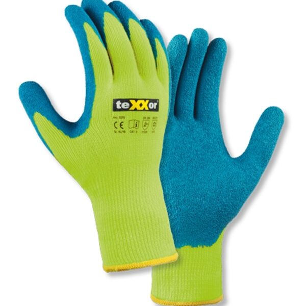 Texxor 2270 Latex winter protective gloves yellow/blue 8-11