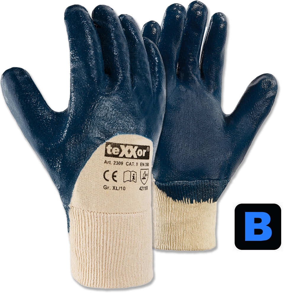 teXXor 2309 Blue 3/4 Nitrile-coated Cut Resistant Gloves Lvl B, 7-11