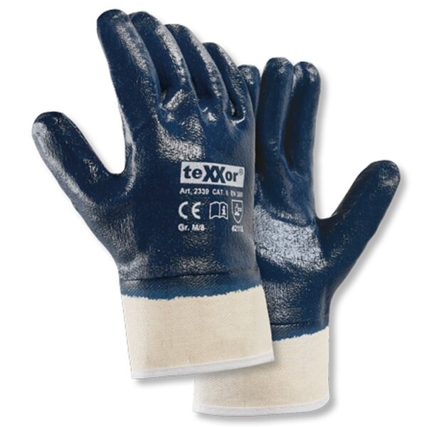 teXXor 2339 Fully coated nitrile protective gloves with cuffs 7-11
