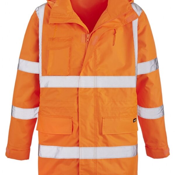 Texxor 4102 Barrie High visibility PU-stretch rain jacket orange