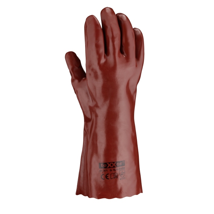 teXXor® 2171 PVC-protective gloves red brown 35cm - Size 10