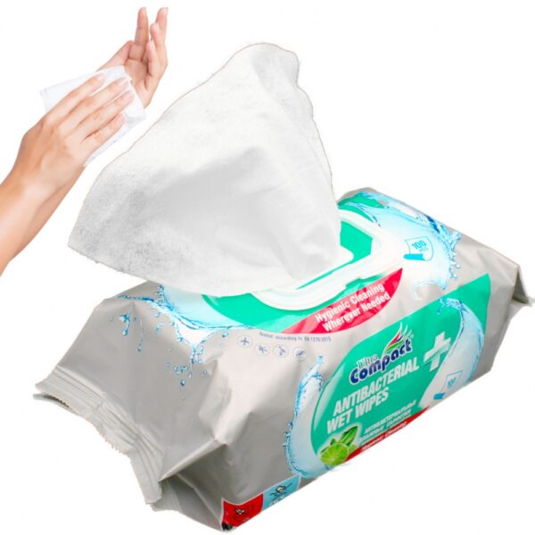 Ultra compact antibacterial wet wipes 100 pieces in reclosable package