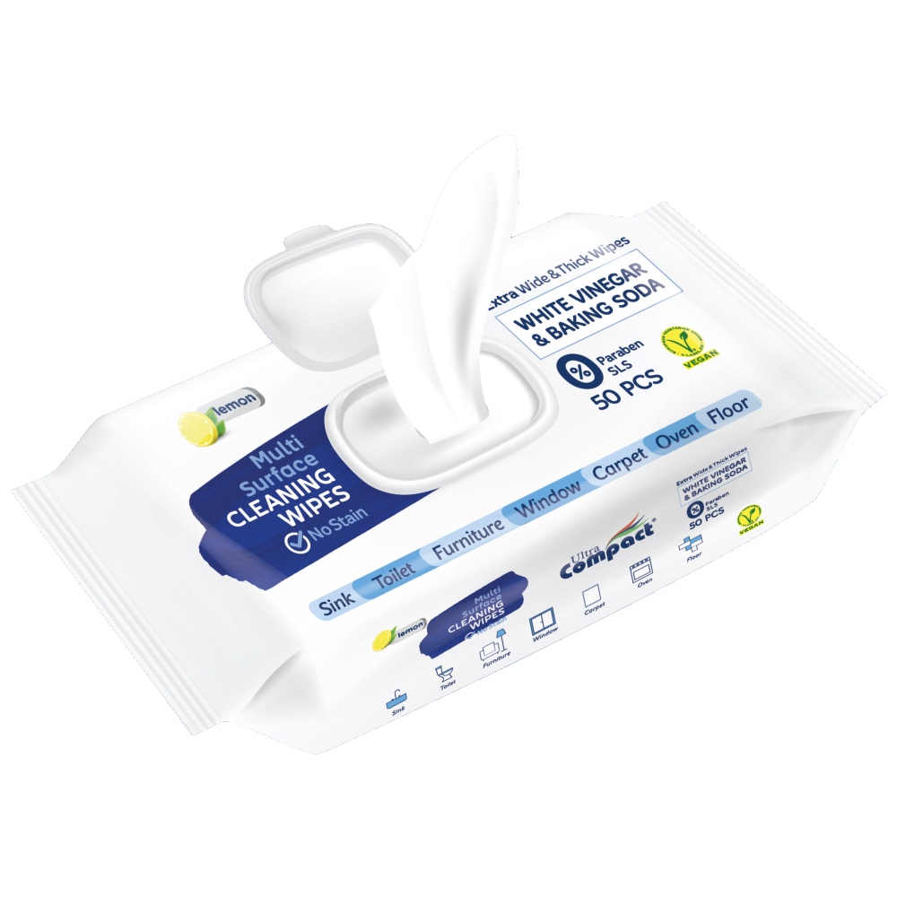 Ultra Compact Multi Surface Cleaning Wet Wipes skin-friendly, 50 pcs