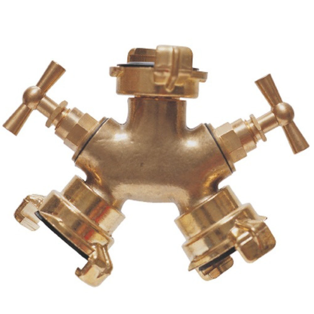 Y-distributor with two valves brass 3/4''