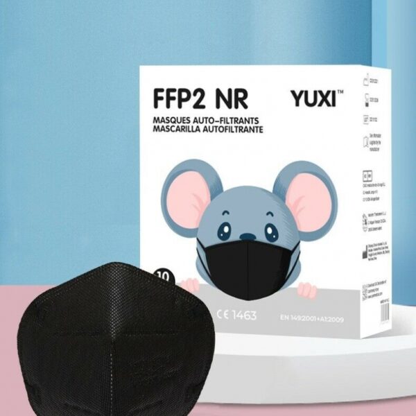 YUXI Stylish filtering half mask for kids black FFP2 NR