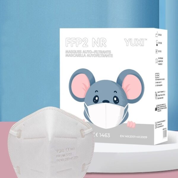 YUXI Stylish filtering half mask for kids white FFP2 NR